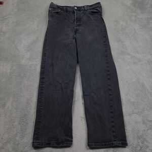Levis 501 Jeans Womens 29 Black Denim Button Fly Ribcage Straight Casual Preppy